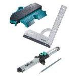 Wolfcraft sada pre presnú montáž laminátových podláh - uholník, obrys.šablona, zalícovávač 6976000